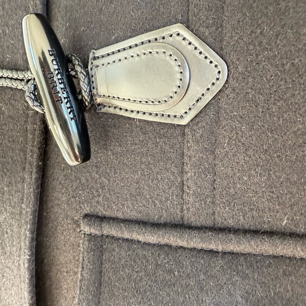 Burberry Britt Wool Black Coat w/ Hood & Signature Check Lining & Toggle • 2 - Picture 9 of 14